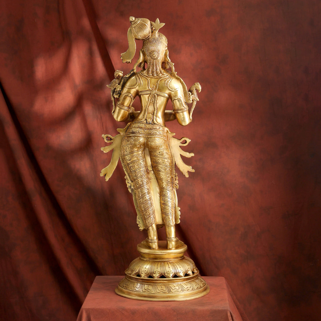 Brass Deep lakshmi Idol – Traditional Diya Holder for Prosperity and Light (30 Inch)