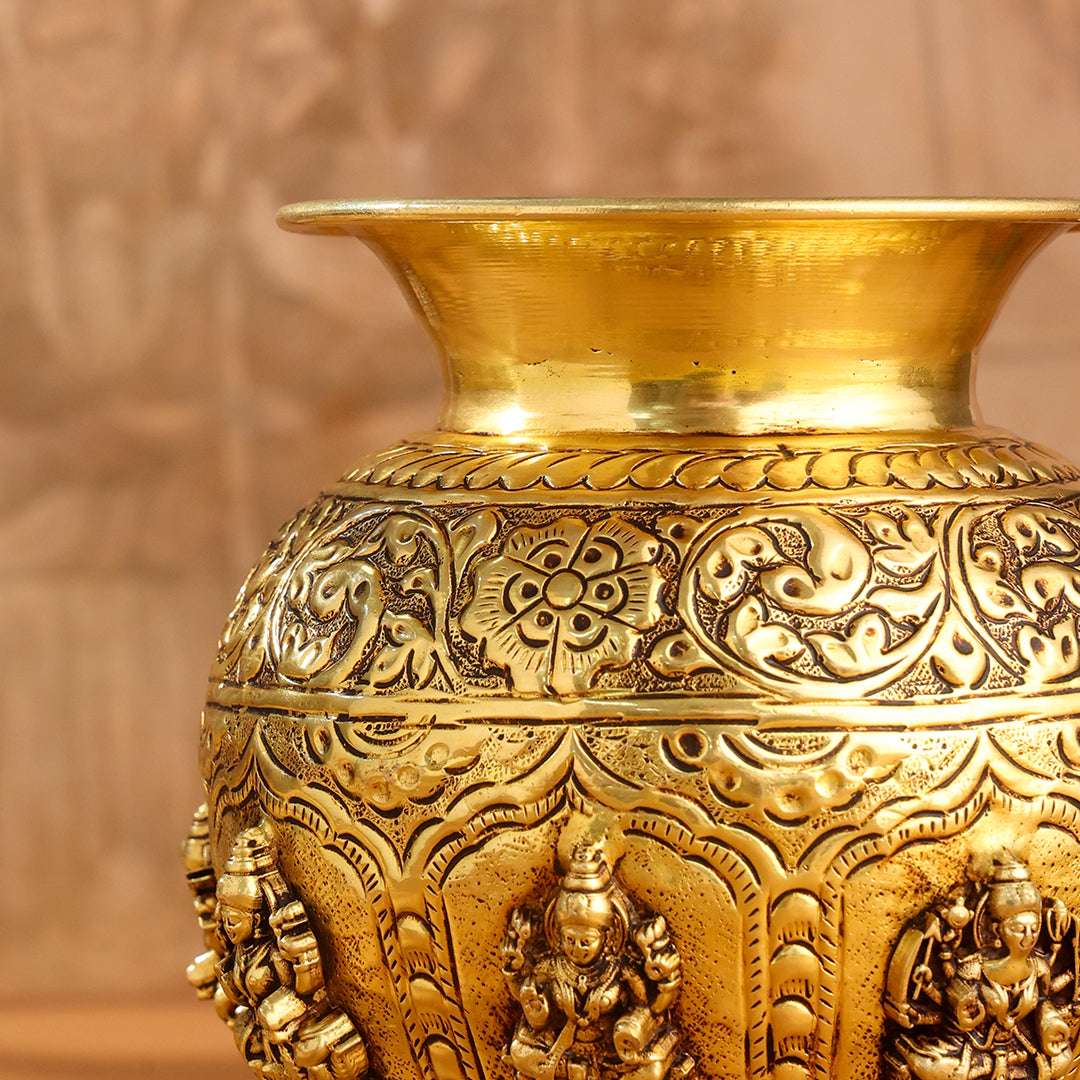 Brass Ashtalakshmi And Dashavatara Kodam / Kalash