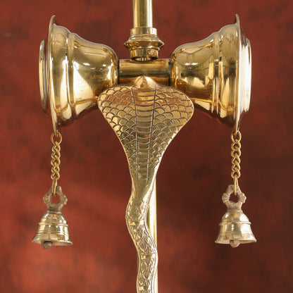 Handcrafted Brass Trishul with Damru & Bells