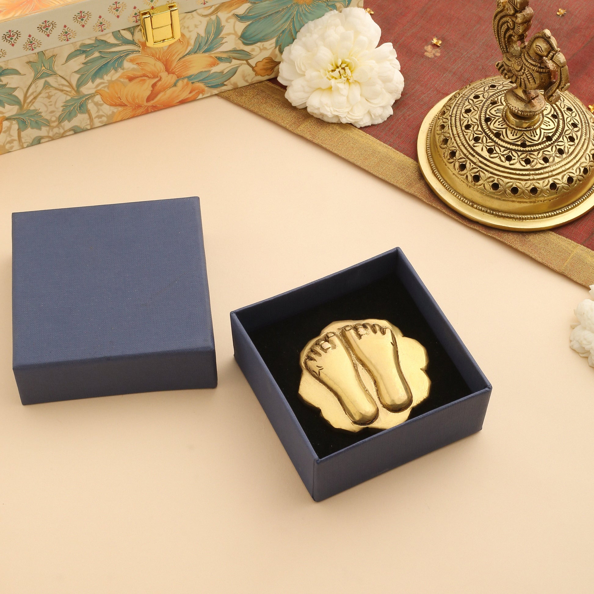 Brass Charan Paduka Gift Box/Hamper