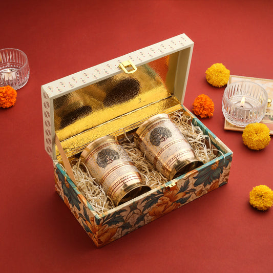 Brass Hand Painted Glass Pair Corporate/Gift Hamper