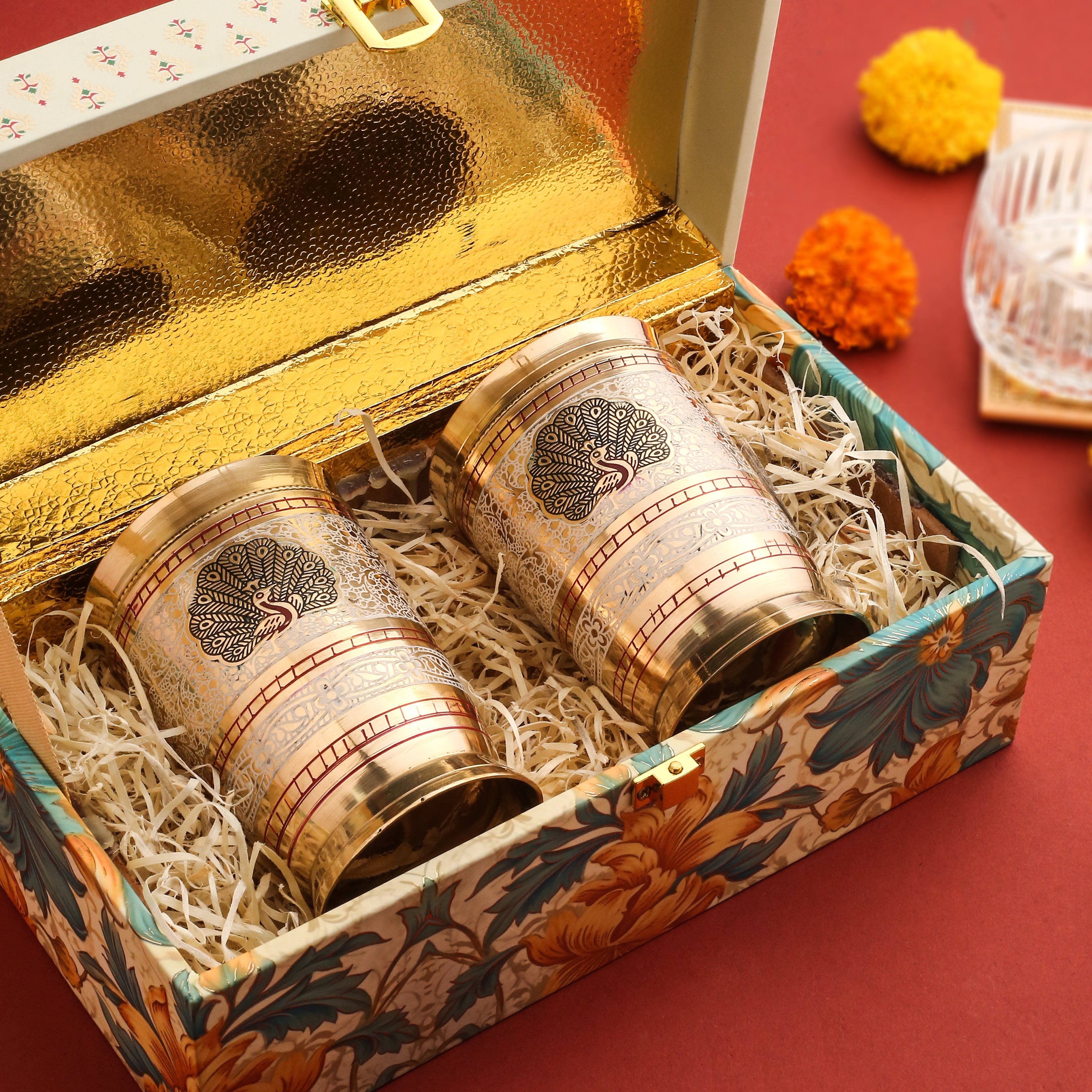Brass Hand Painted Glass Pair Corporate/Gift Hamper