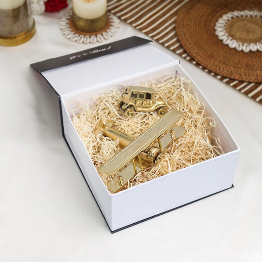 Brass Aeroplane & Car New Born Gift Box Hamper