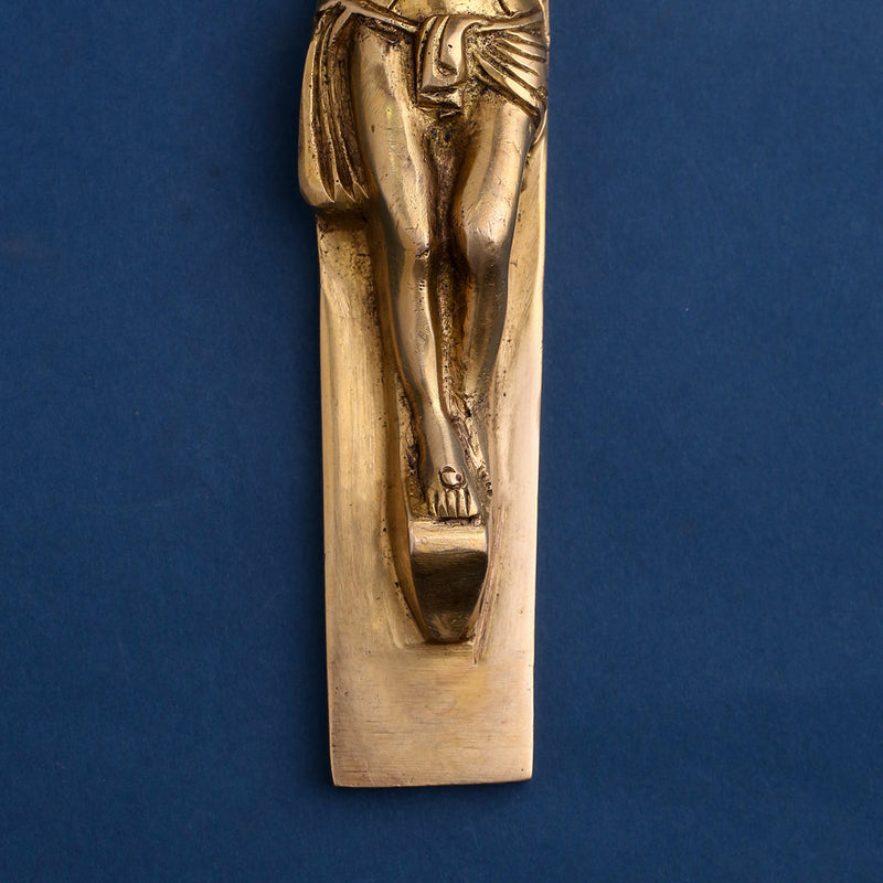 Brass Christian Cross Jesus Christ Wall Hanging (11 Inch)