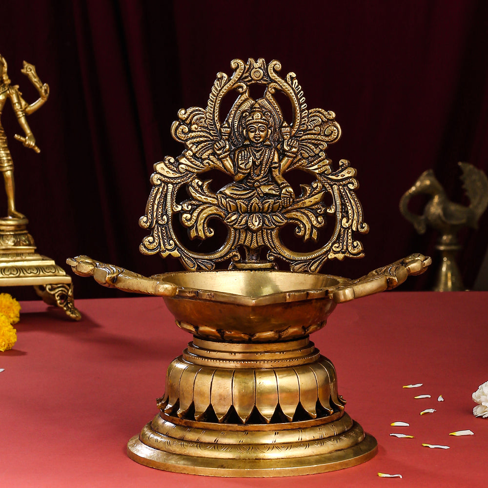 Brass Superfine Lakshmi Diya/Lamp (9.8 Inch)