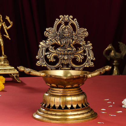Brass Superfine Lakshmi Diya/Lamp (9.8 Inch)