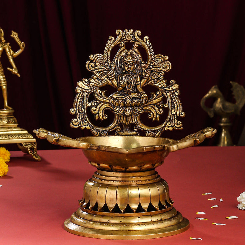 Brass Superfine Lakshmi Diya/Lamp (9.8 Inch)