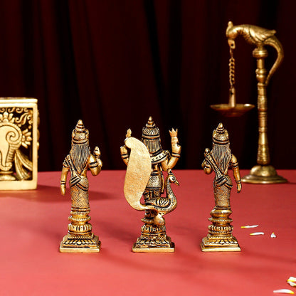 Brass Lord Murugan With Devasena And Valli Idols