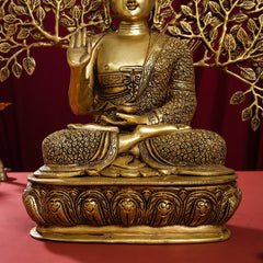 Brass Home Decor Buddha Statue With Tree (26 Inch)
