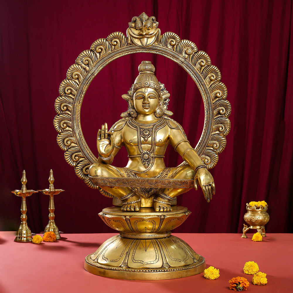Brass Superfine Lord Frame Ayyappa/Ayyappan Idol (30 Inch)