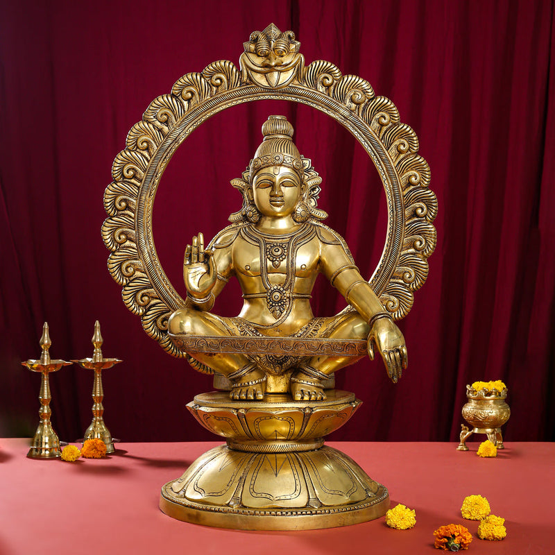 Brass Superfine Lord Frame Ayyappa/Ayyappan Idol (30 Inch)