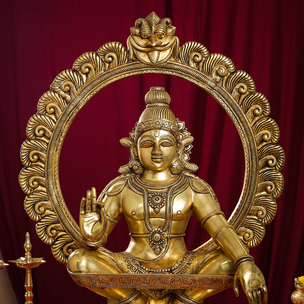 Brass Superfine Lord Frame Ayyappa/Ayyappan Idol (30 Inch)
