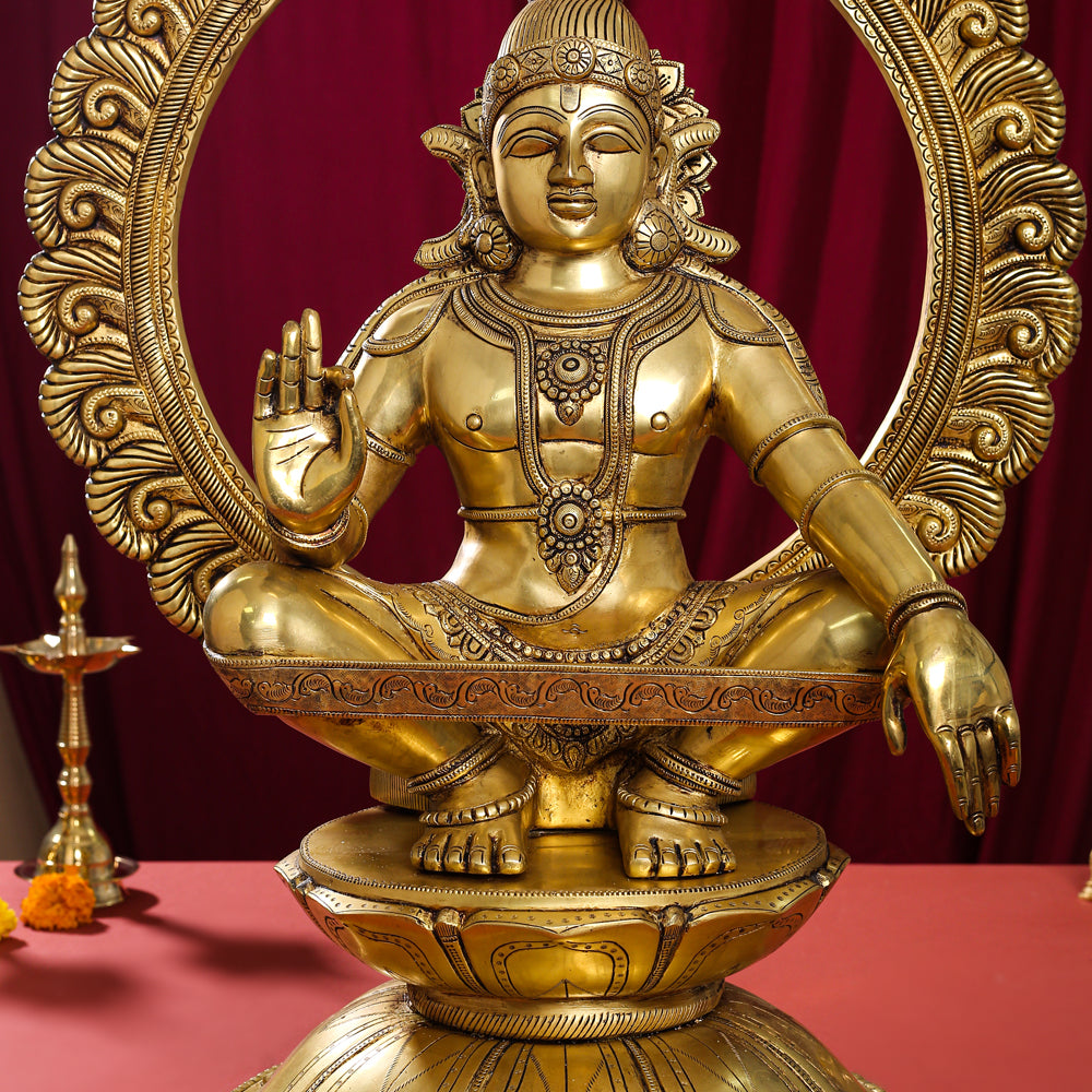 Brass Superfine Lord Frame Ayyappa/Ayyappan Idol (30 Inch)