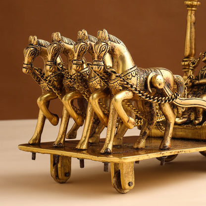 Brass Arjun And Krishna Rath (15 Inch)