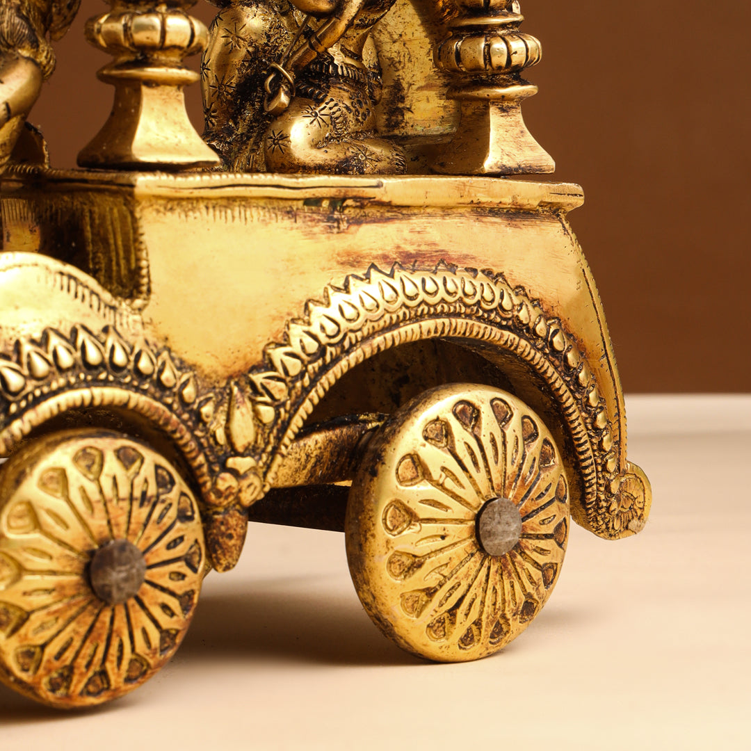 Brass Arjun And Krishna Rath (15 Inch)
