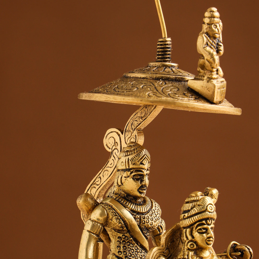Brass Arjun And Krishna Rath (7.5 Inch)