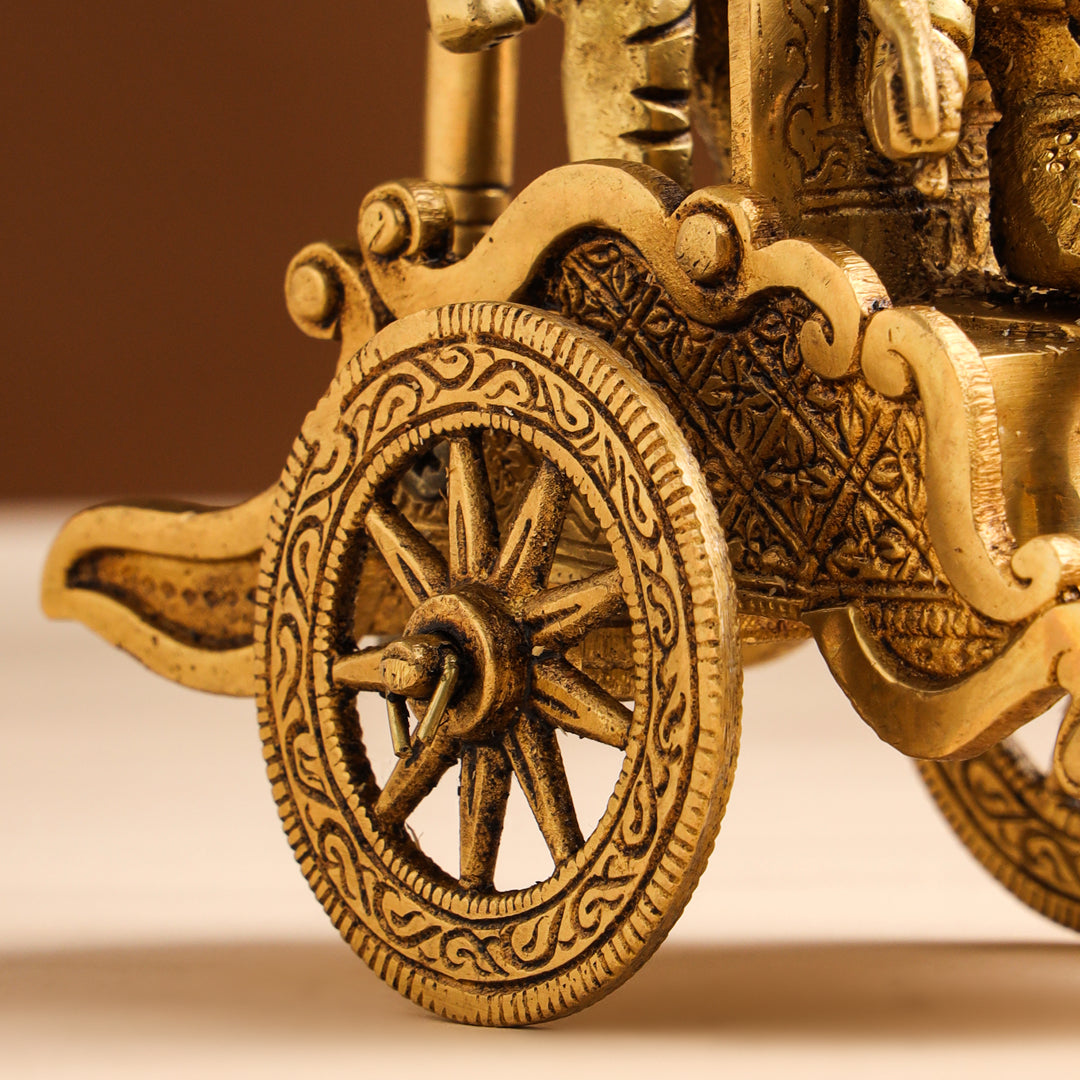 Brass Arjun And Krishna Rath (7.5 Inch)