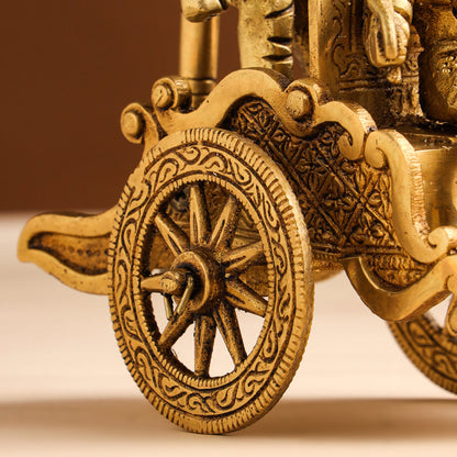 Brass Arjun And Krishna Rath (7.5 Inch)