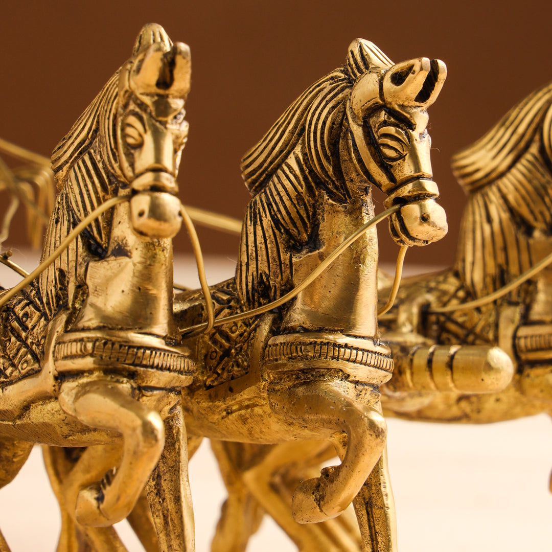 Brass Arjun And Krishna Rath (7.5 Inch)