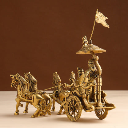 Brass Arjun And Krishna Rath (7.5 Inch)