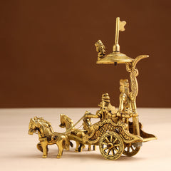 Brass Arjun and Krishna Rath – Divine Chariot Sculpture (7 Inch)