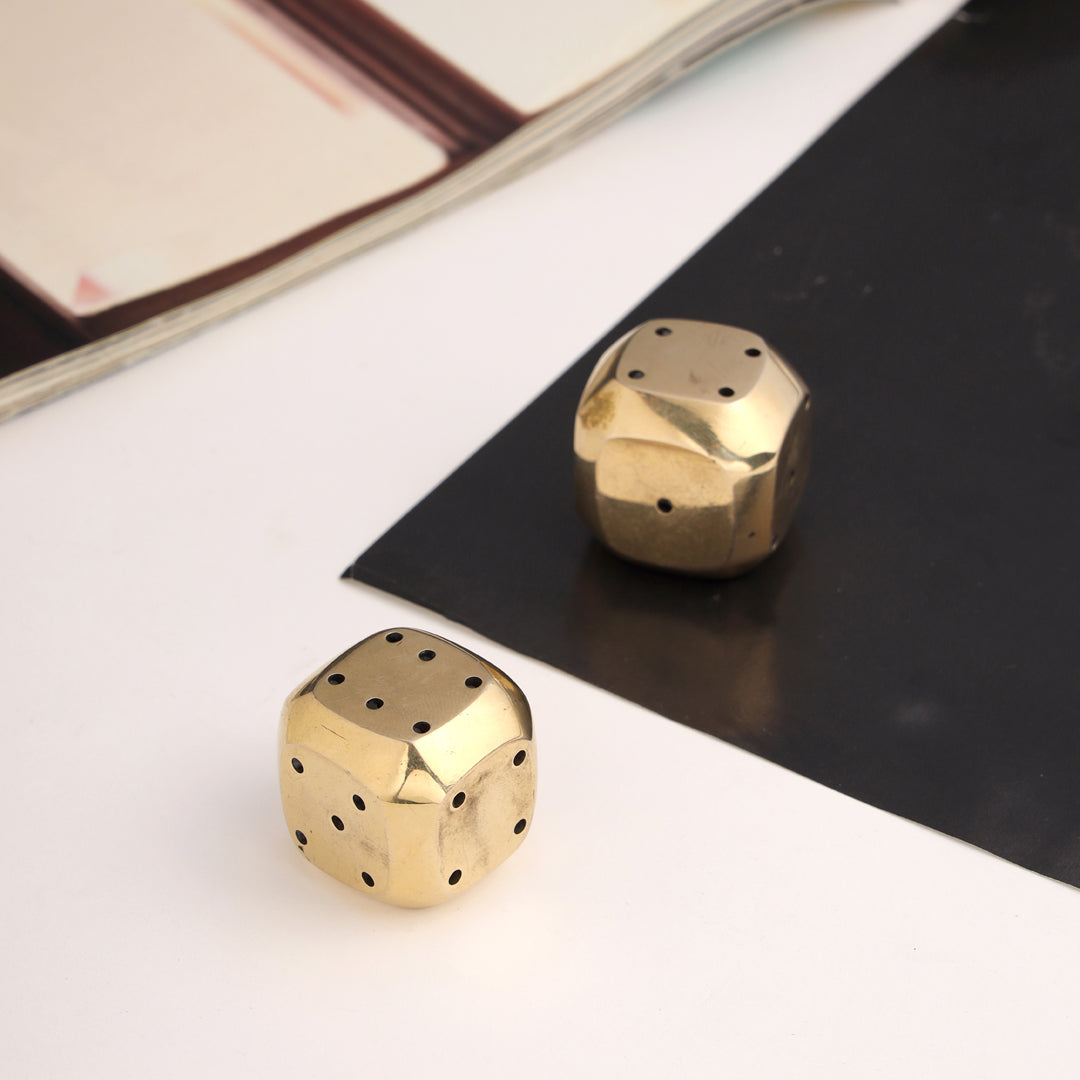 Brass Multi Purpose Dice Pair (1.2 Inch)