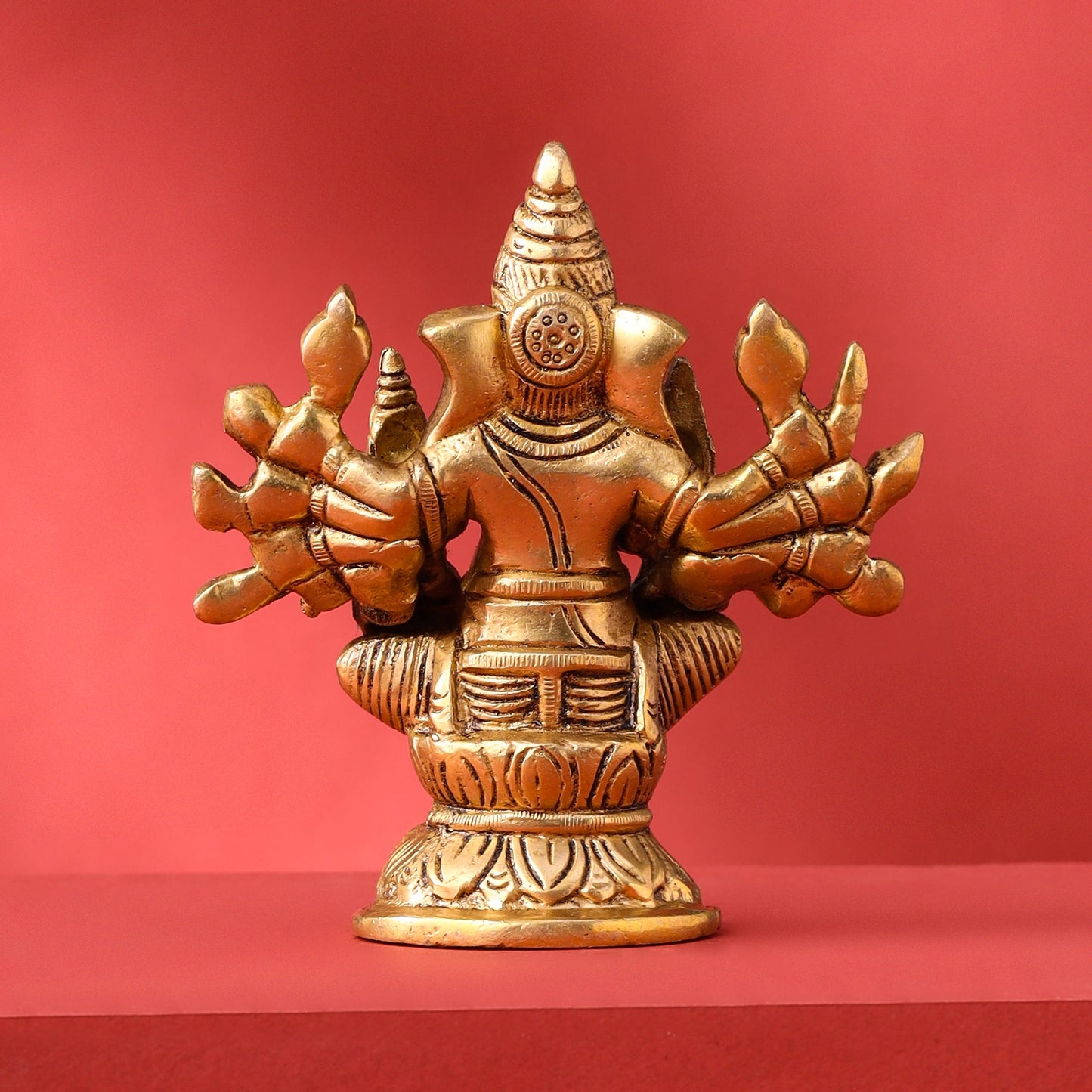 Brass Ganesha With Riddhi Siddhi Idol (4 Inch)