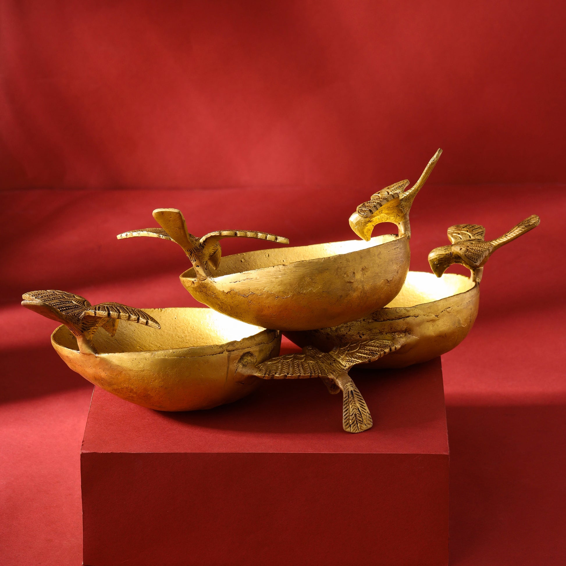 Brass Decorative Urli With Butterfly (6 Inch)