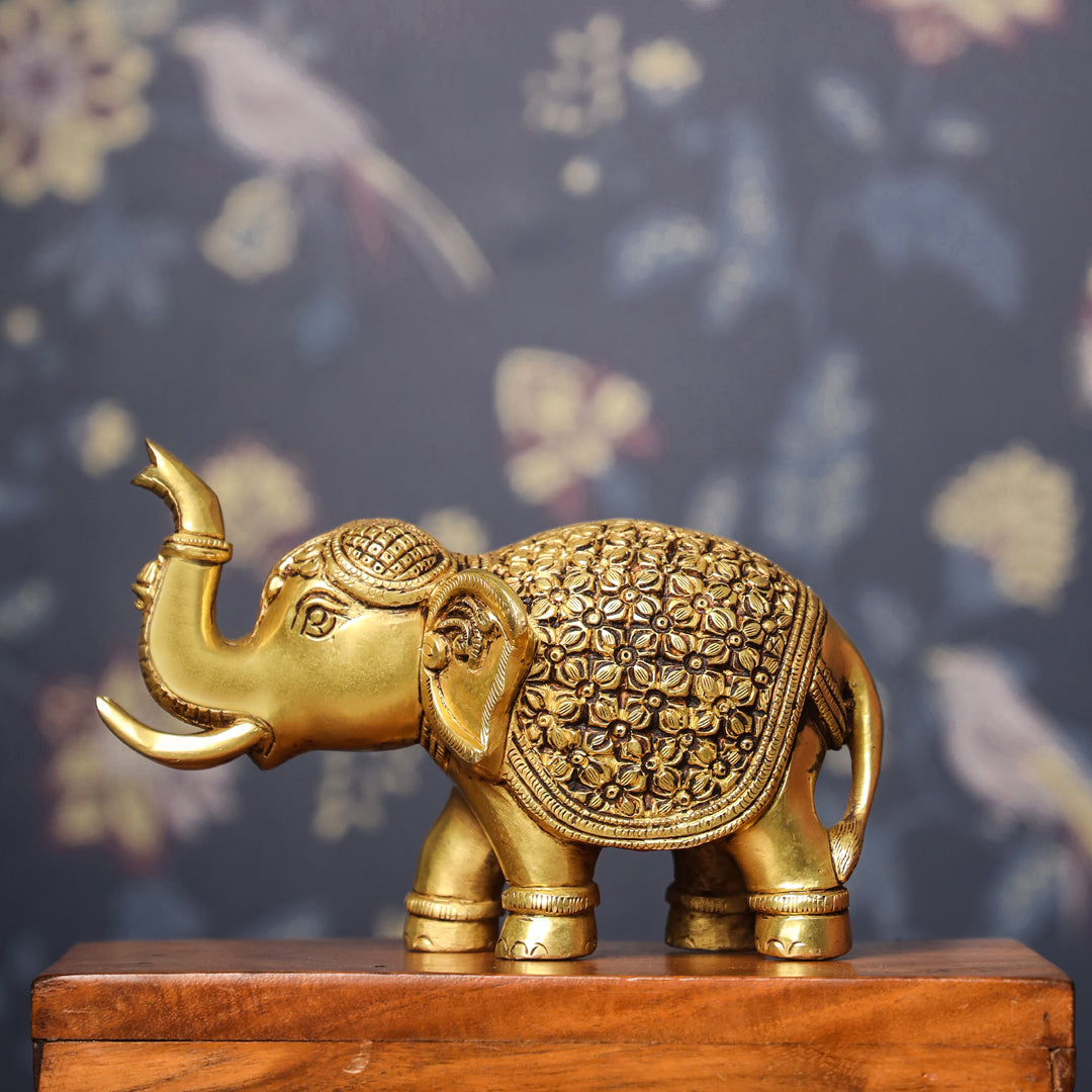 Brass Royal Elephant Statue (6 Inch)