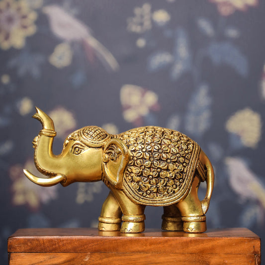 Brass Royal Elephant Statue (6 Inch)