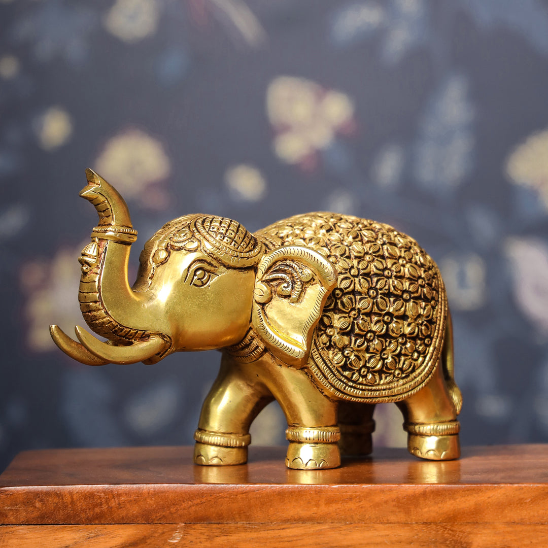 Brass Royal Elephant Statue (6 Inch)