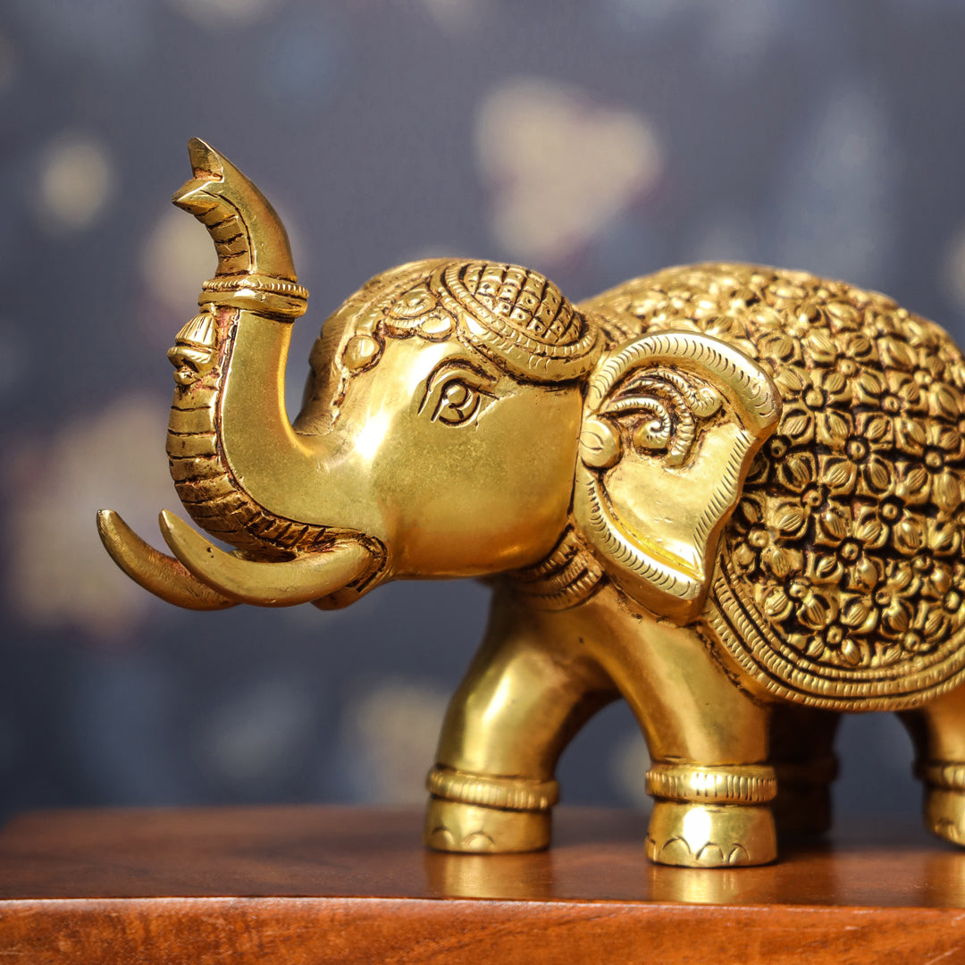 Brass Royal Elephant Statue (6 Inch)