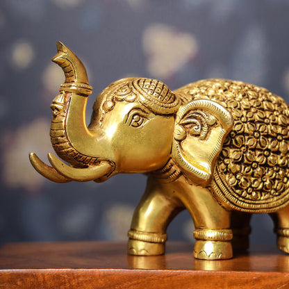 Brass Royal Elephant Statue (6 Inch)