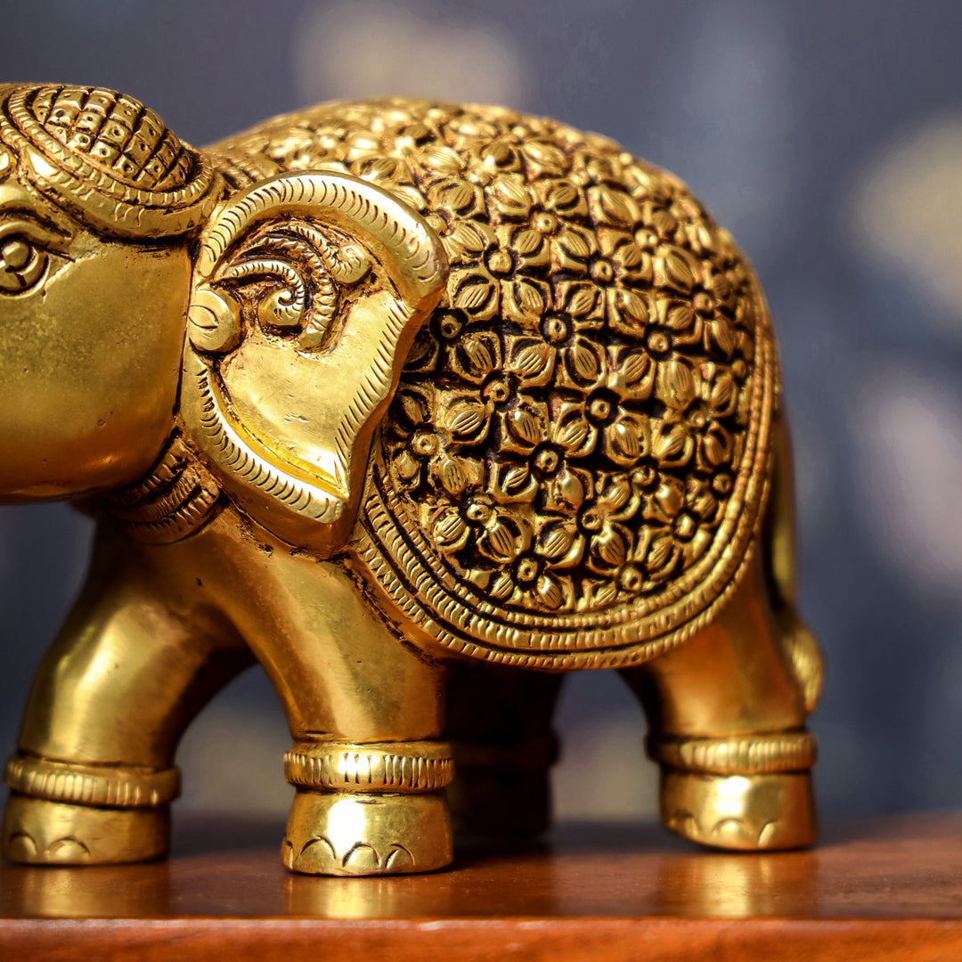 Brass Royal Elephant Statue (6 Inch)