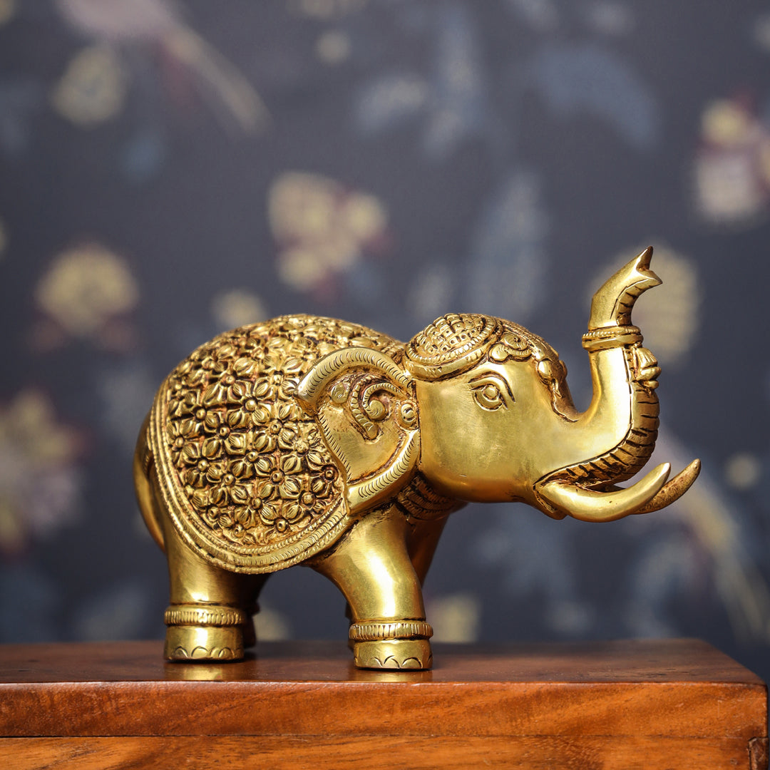 Brass Royal Elephant Statue (6 Inch)