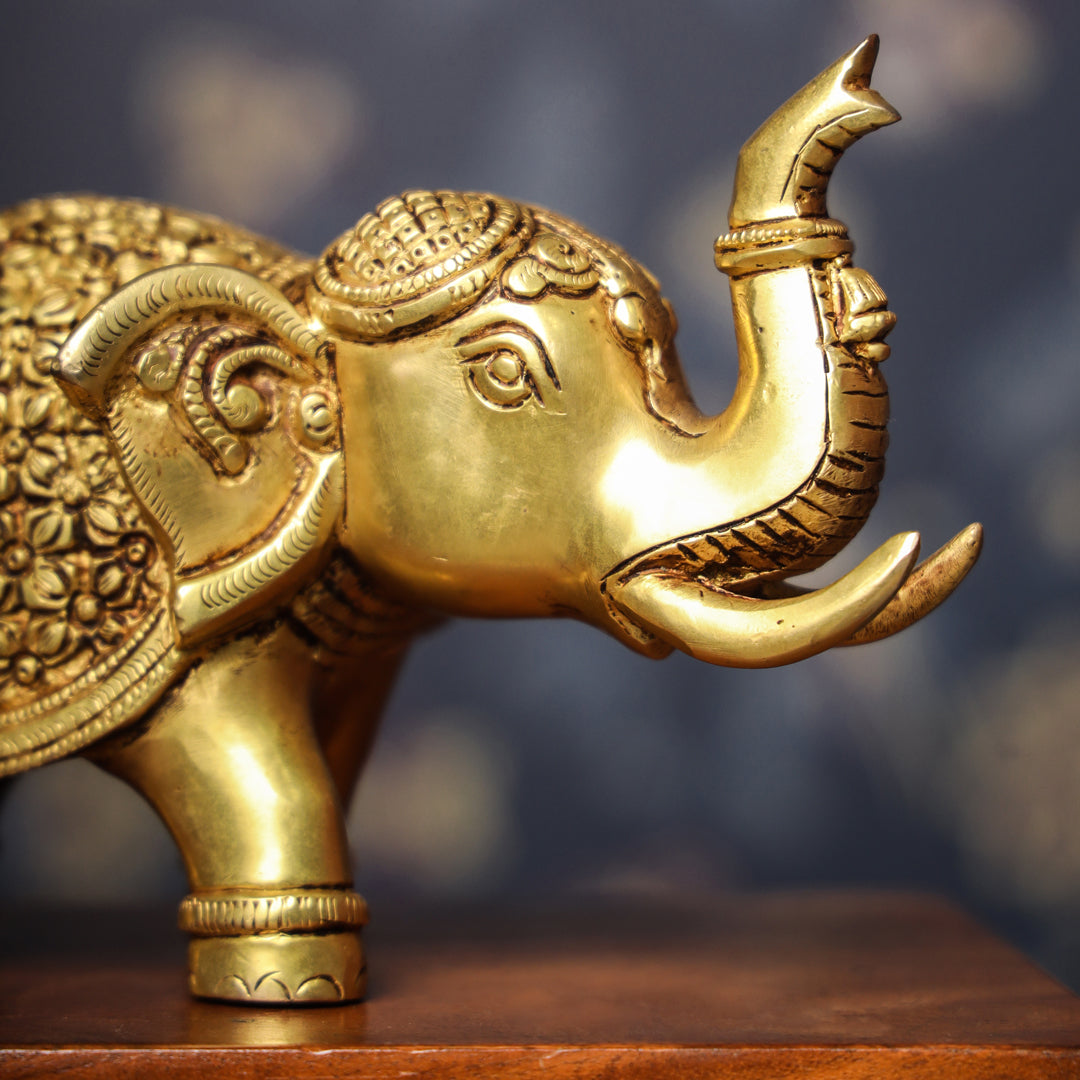 Brass Royal Elephant Statue (6 Inch)