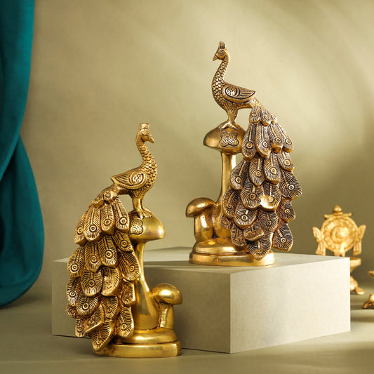 Brass Decorative Peacock Pair (8.5 Inch)