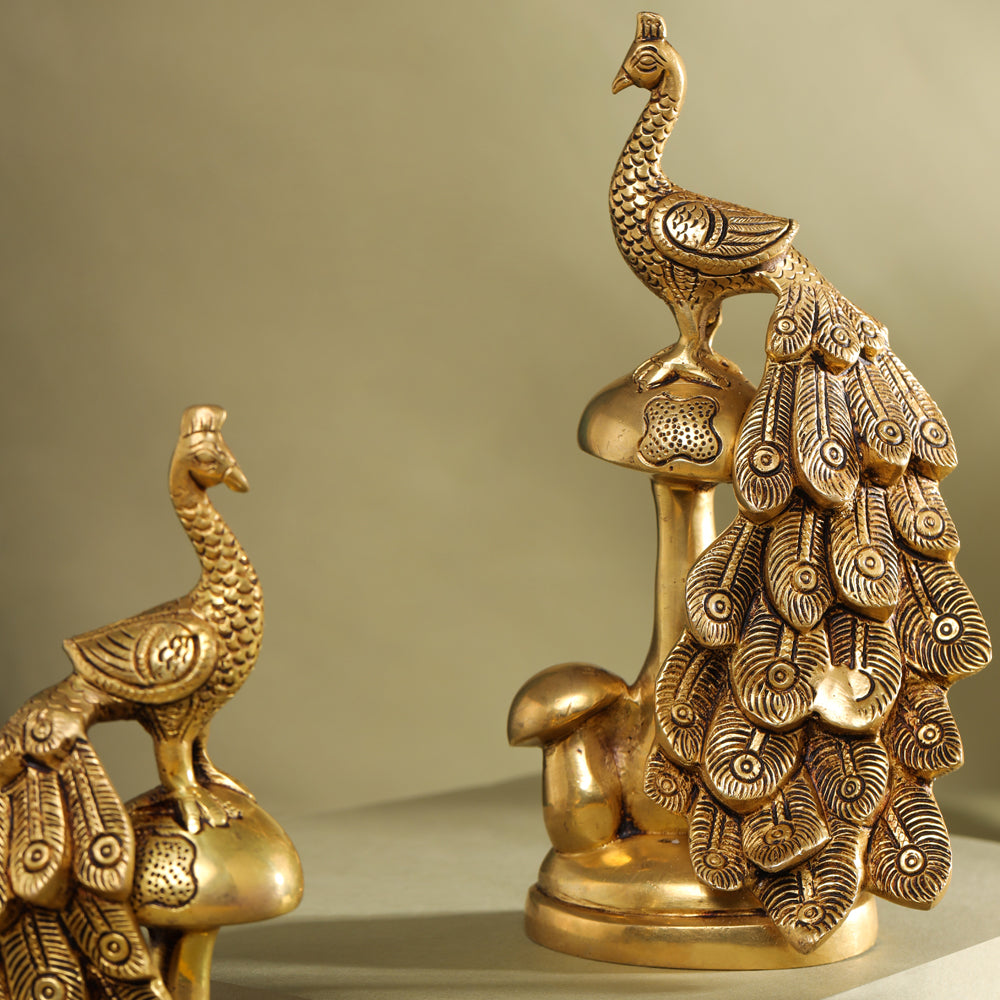 Brass Decorative Peacock Pair (8.5 Inch)