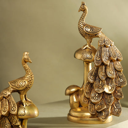 Brass Decorative Peacock Pair (8.5 Inch)