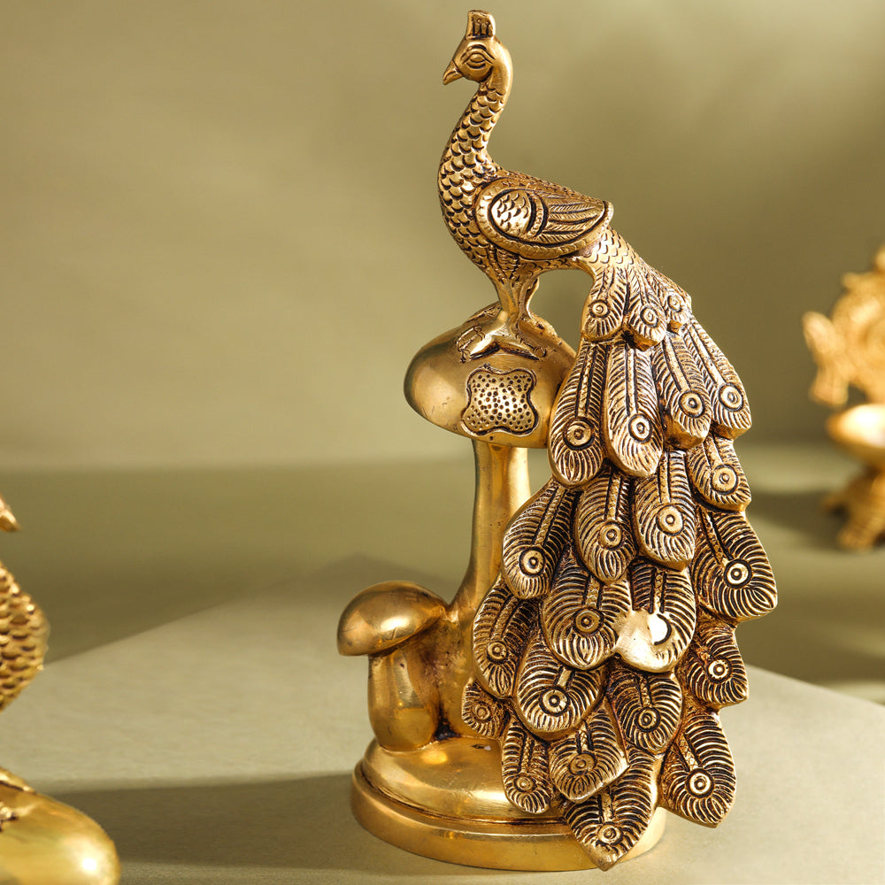 Brass Decorative Peacock Pair (8.5 Inch)
