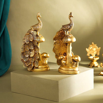 Brass Decorative Peacock Pair (8.5 Inch)