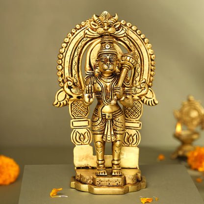 Brass Lord Hanuman Frame Idol (8.5 Inch)