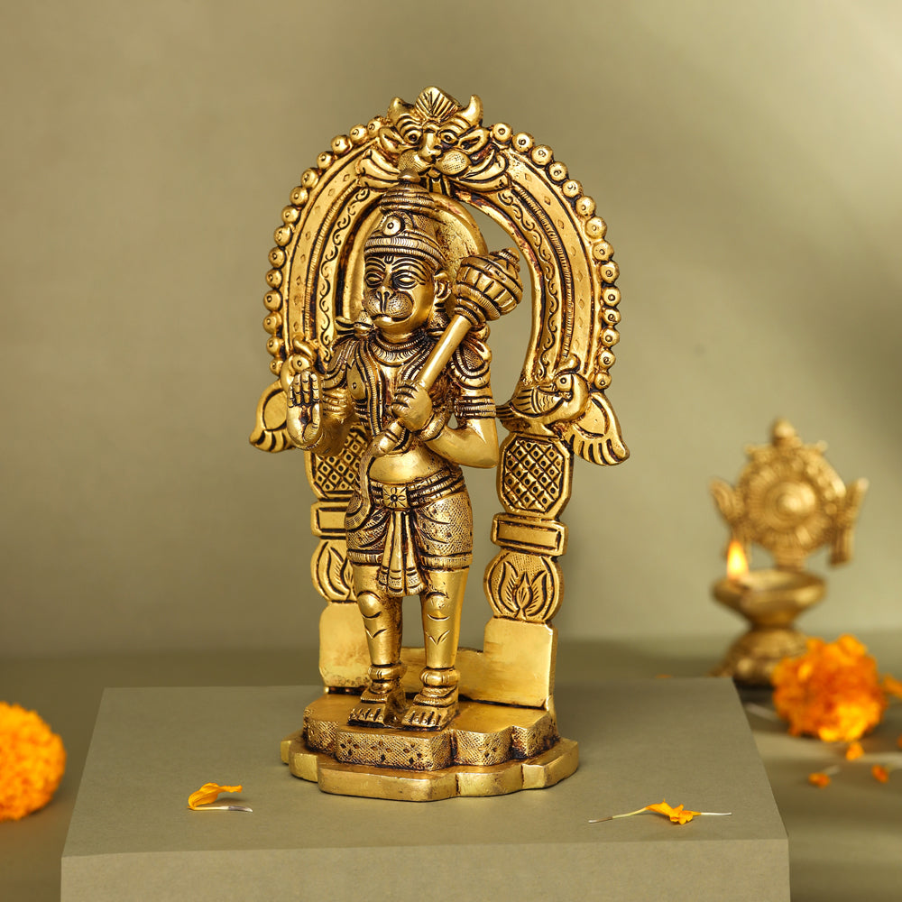 Brass Lord Hanuman Frame Idol (8.5 Inch)
