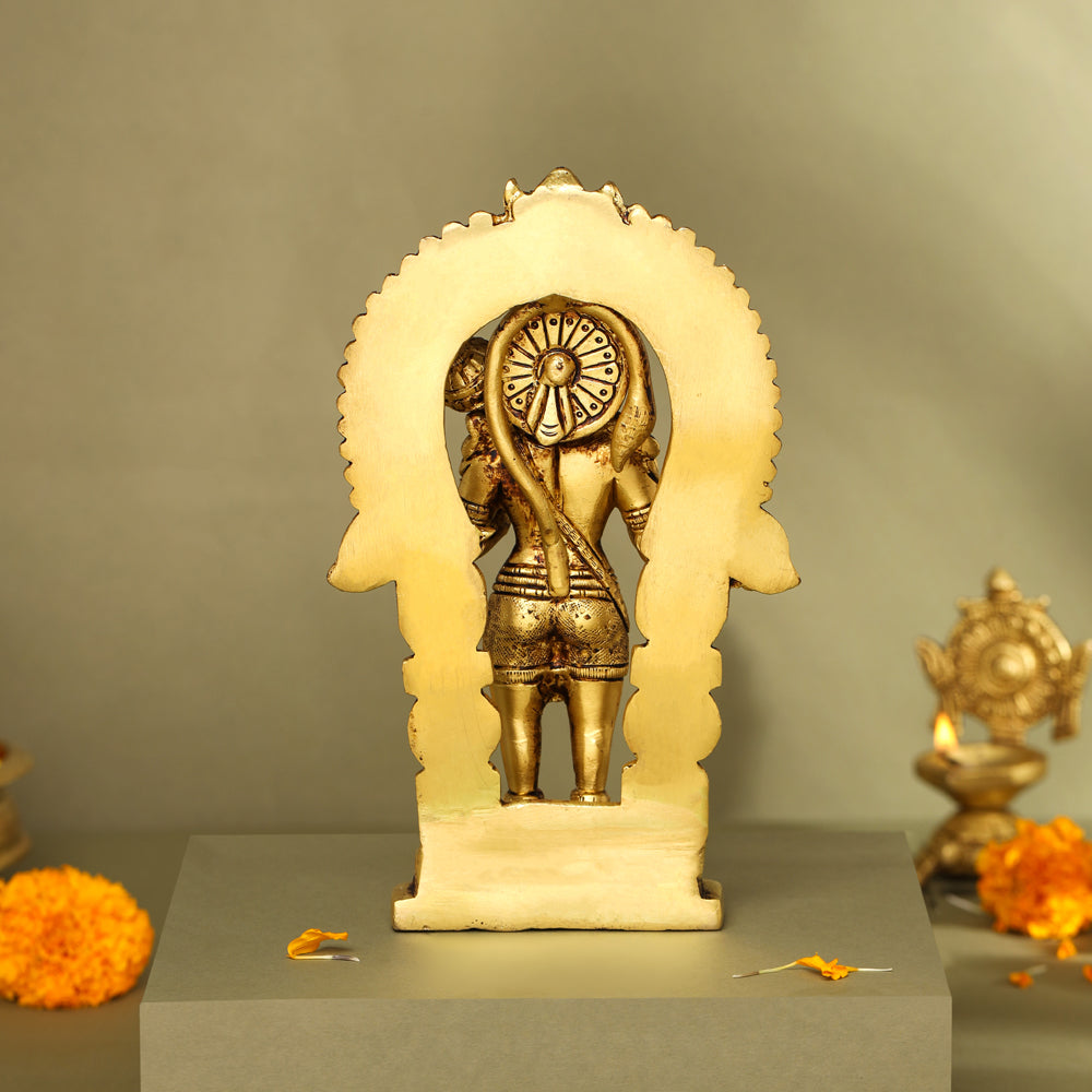 Brass Lord Hanuman Frame Idol (8.5 Inch)