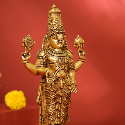 Brass Tirupati Balaji/Venkateshwar Idol (11.5 Inch)