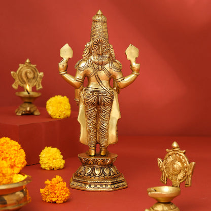 Brass Tirupati Balaji/Venkateshwar Idol (11.5 Inch)