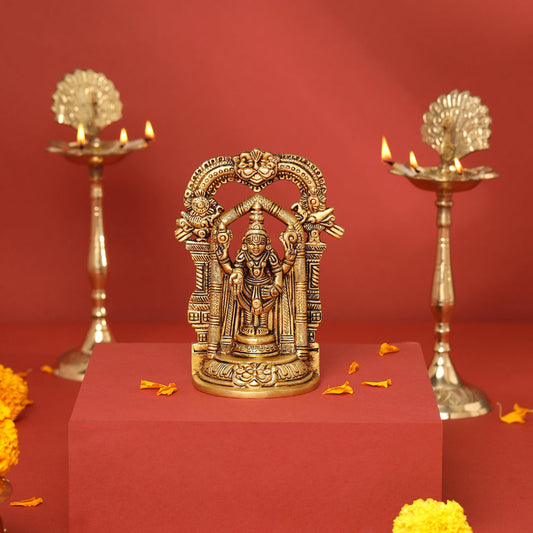Brass Frame Tirupati Balaji/Venkateshwar Idol (5.5 Inch)