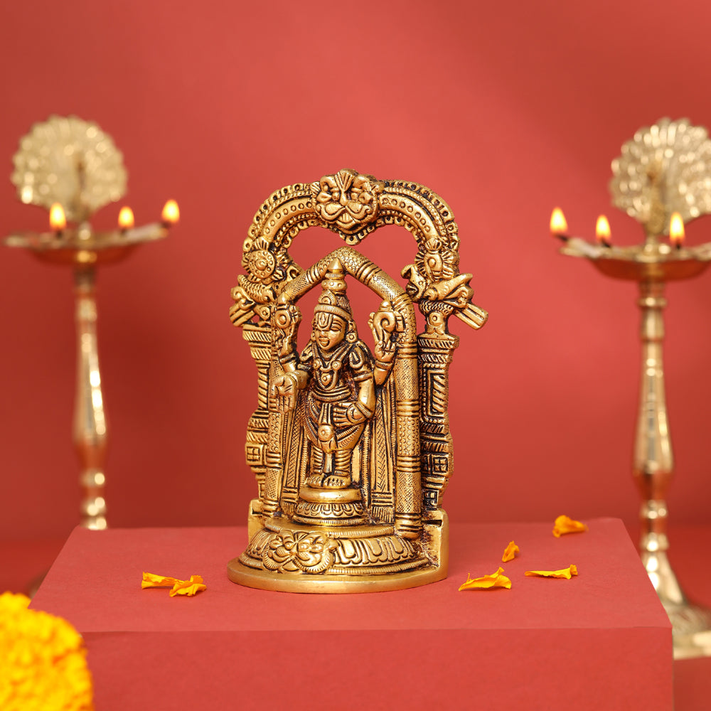 Brass Frame Tirupati Balaji/Venkateshwar Idol (5.5 Inch)