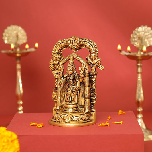 Brass Frame Tirupati Balaji/Venkateshwar Idol (5.5 Inch)