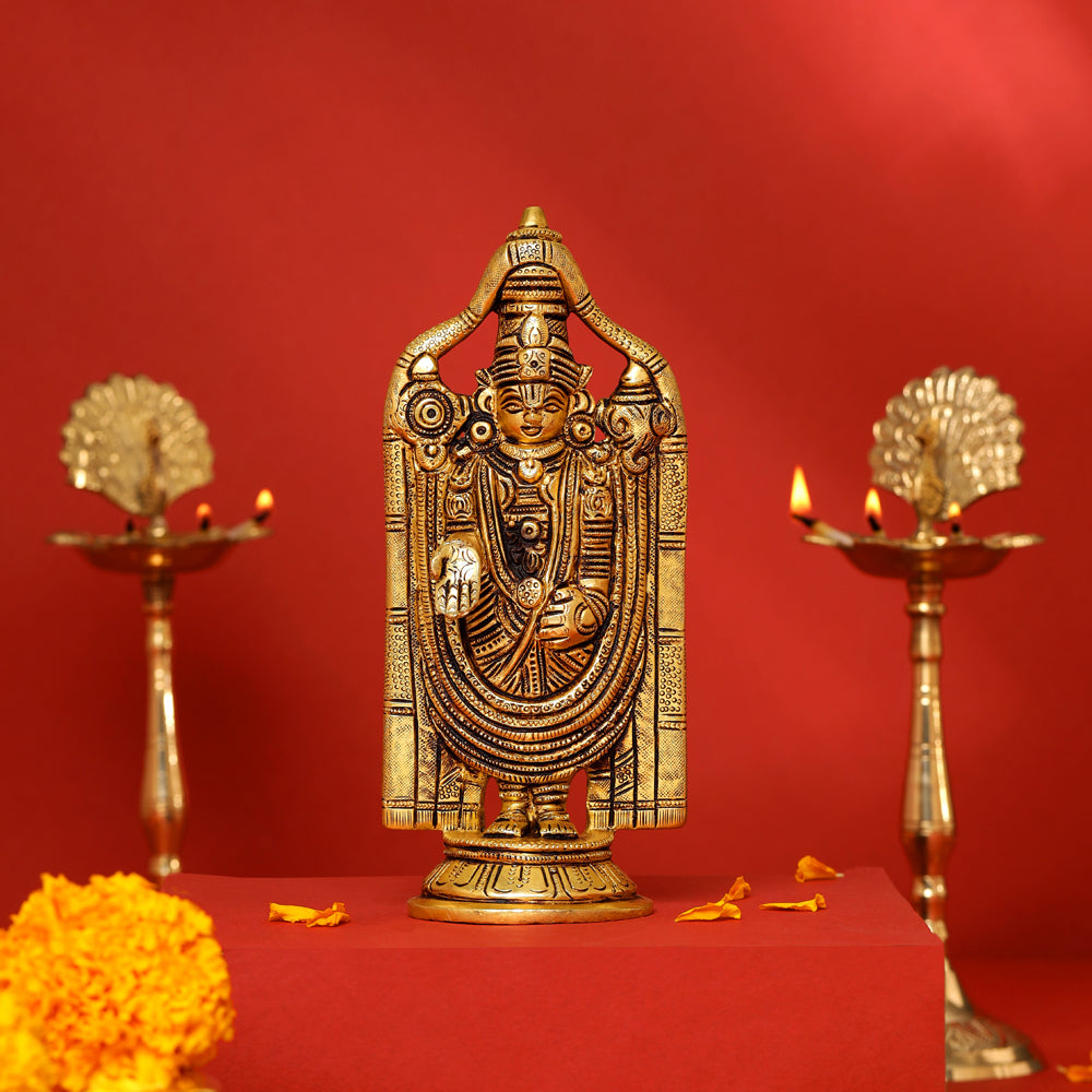Brass Tirupati Balaji/Venkateshwar Idol (8 Inch)